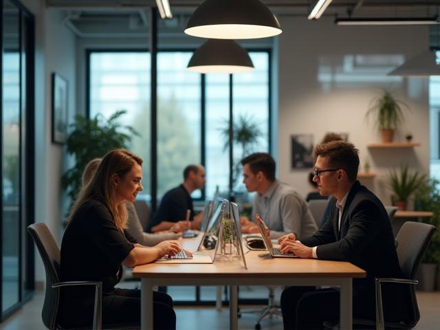 Team working in a small business office